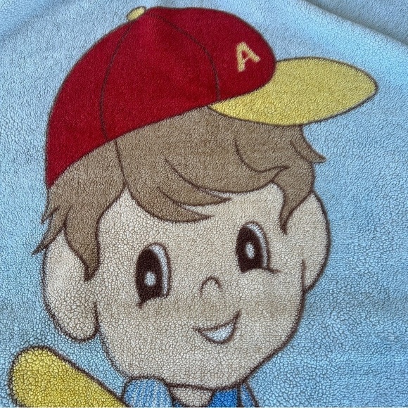 VTG Baby Blanket Baseball Boy Kawaii Precious Memories Style Fuzzy Blue 40”x56” - Picture 3 of 9